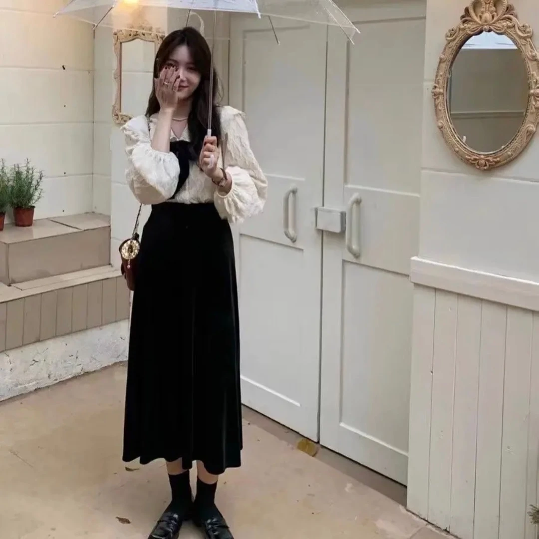 那简家 111春秋季新款百搭薄款丝绒裙