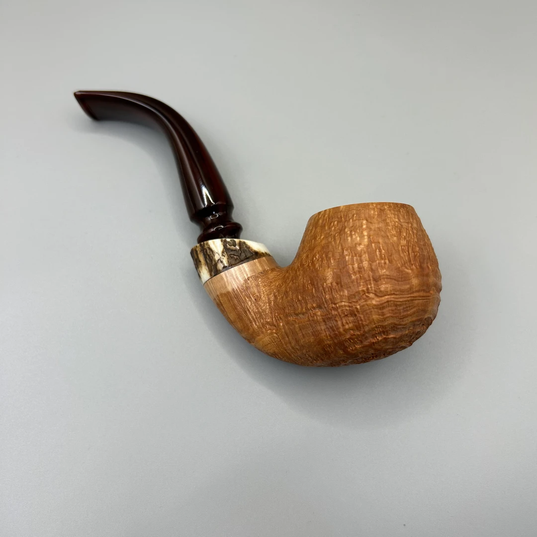 帕斯库齐双银圈手工石楠木烟斗