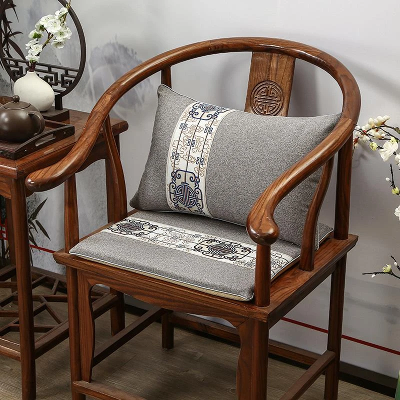 新中式红木椅子坐垫茶椅实木家具沙发太师椅圈椅茶桌椅垫餐椅座垫