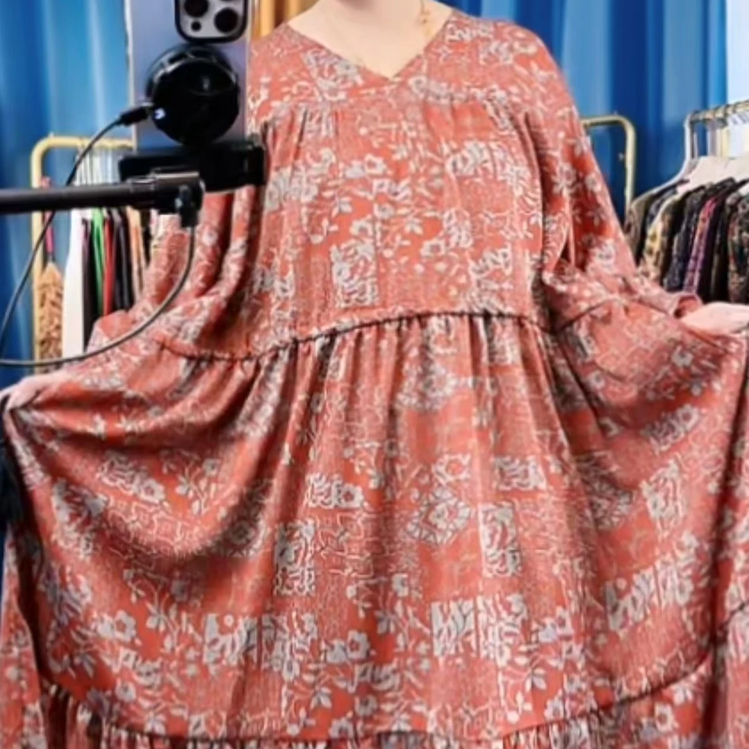 【编码54】秋季爆款侧收腰碎花大码连衣裙遮肉显瘦