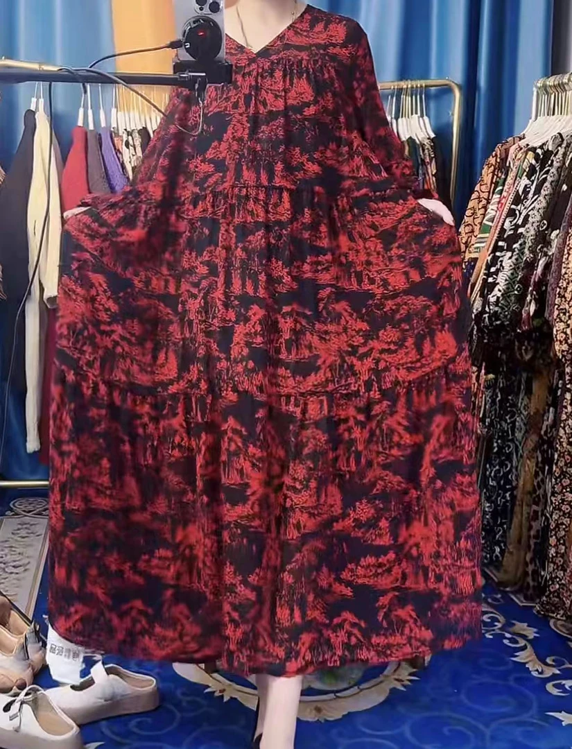 【编码204】夏季新款碎花连衣裙长款百搭收腰显瘦