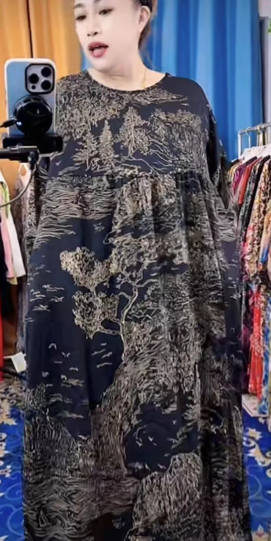 【编码111】春季新款圆领碎花连衣裙长款百搭收腰显瘦