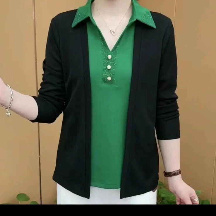 秋装长袖衬衫中老年妈妈装秋季大码时尚洋气春秋显瘦百搭翻领小衫