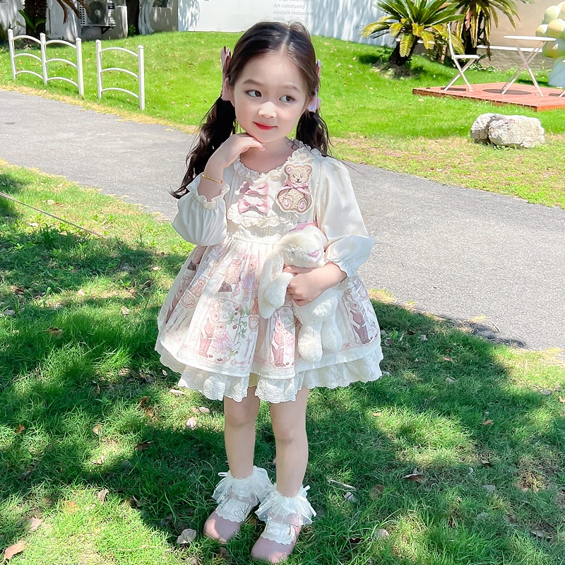 洛丽塔女童公主裙2024春秋款儿童兔子连衣裙宝宝洋气lolita蓬蓬裙