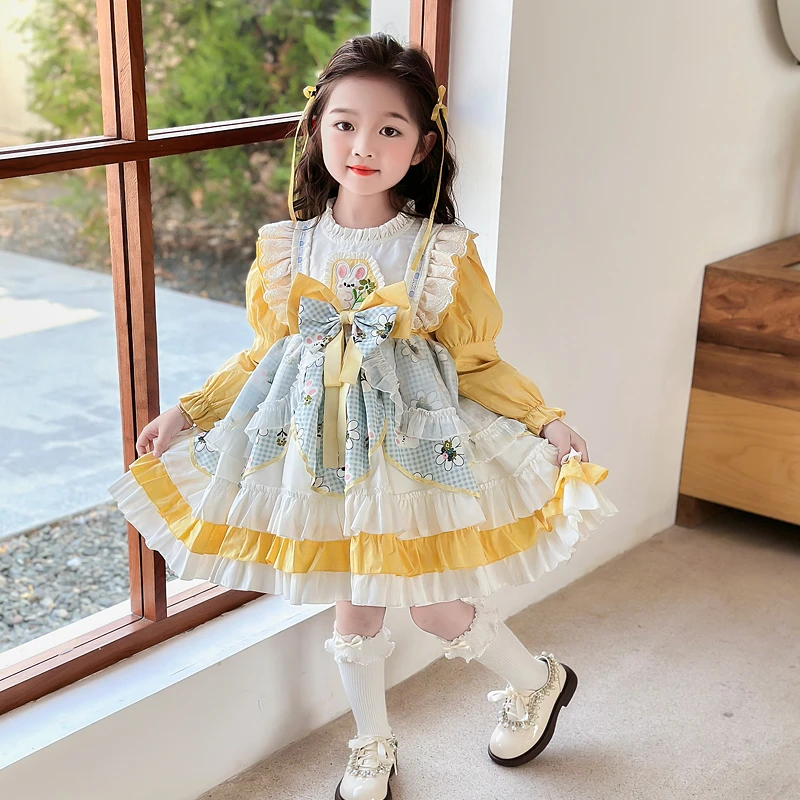 法式在逃公主裙女童洋气洛丽塔连衣裙2024新款小女孩超仙气蓬蓬裙