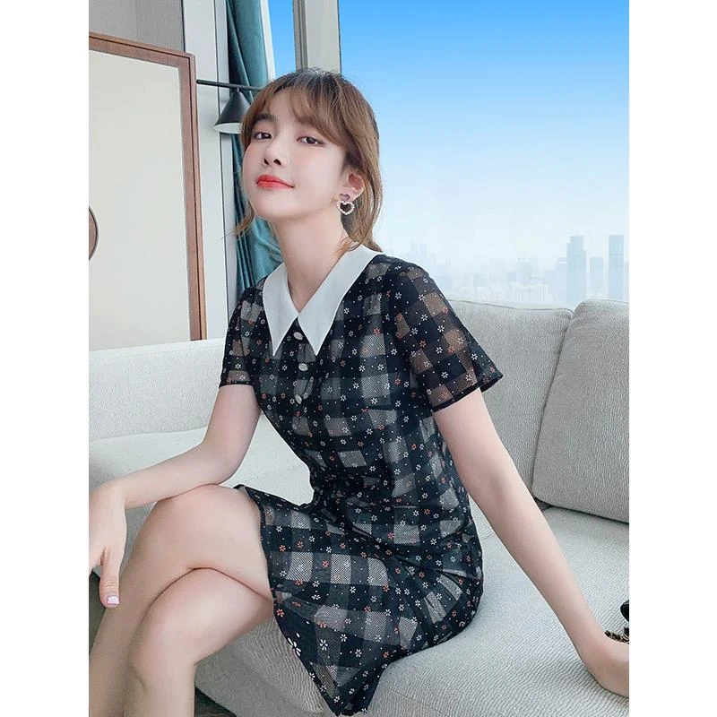 夏季小个子雪纺连衣裙女夏2023年新款女装气质小黑裙薄款夏装裙子