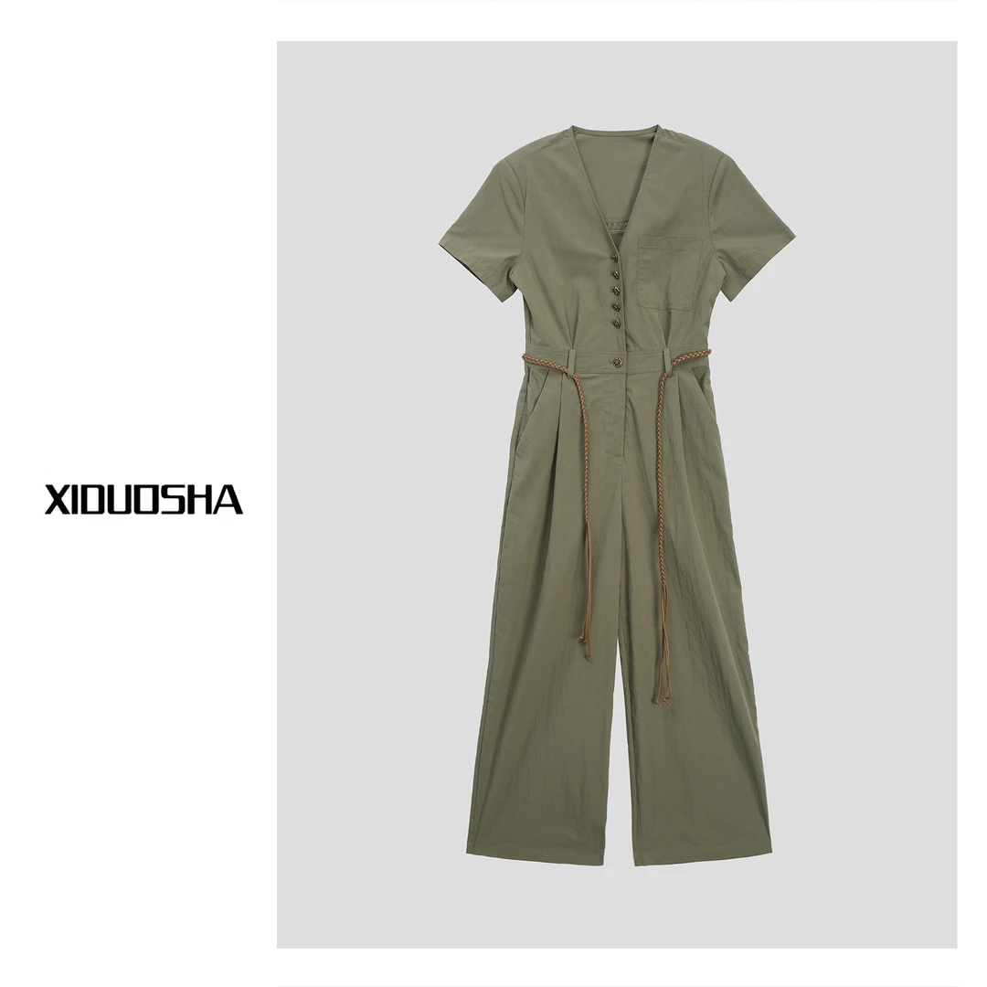 XIDUOSHA/喜朵莎欧货原创定制时尚潮流腰绳收腰显瘦连体裤XDS373