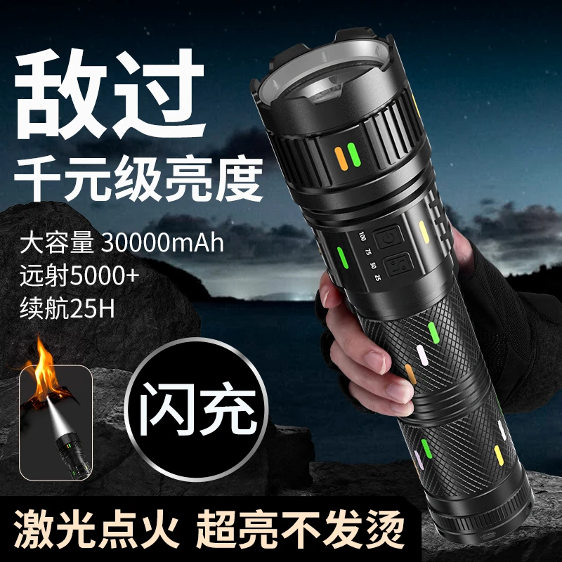 铭久强光手电筒充电户外登山巡逻露营便携多功能远射大功率白激光