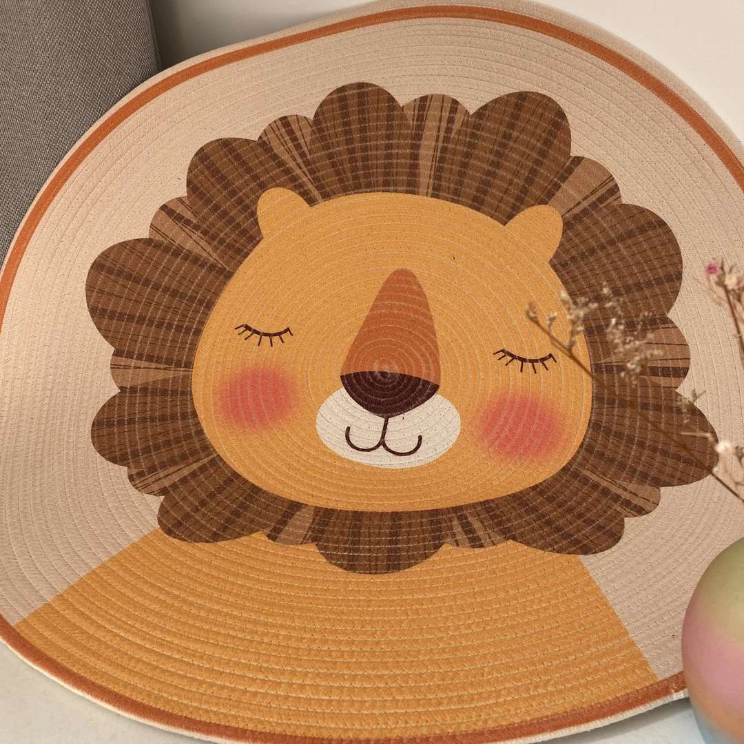 出口款卡通棉绳地垫爬行垫脚垫透气手工加厚编织可机洗印花防烫