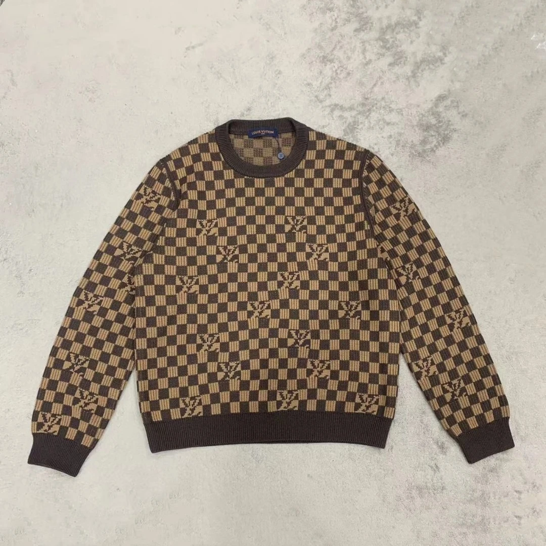 全新未使用  Louis Vuitton LV  螺纹棋盘格毛衣 4L码