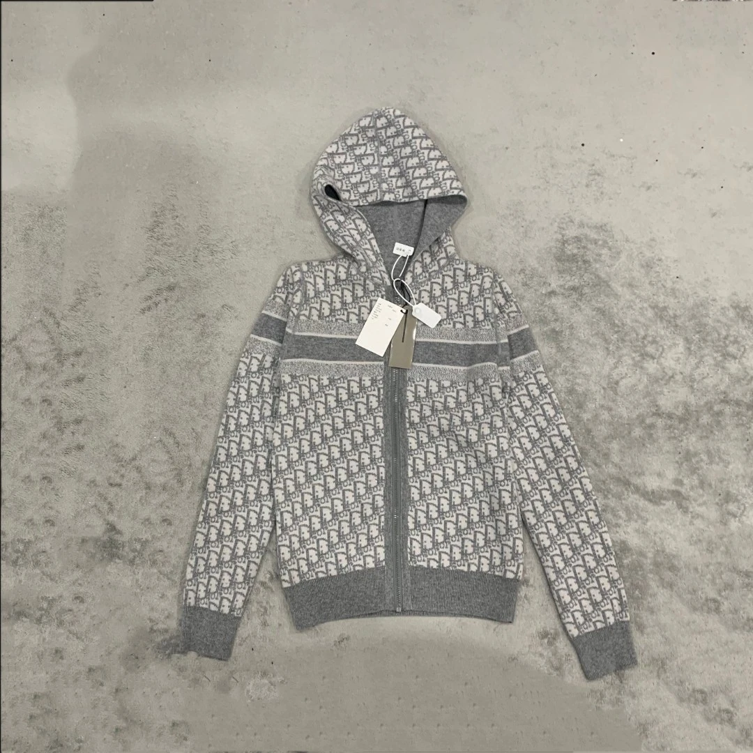 全新未使用  Dior 迪奥 羊绒针织满印双面穿套装 36码 D10063