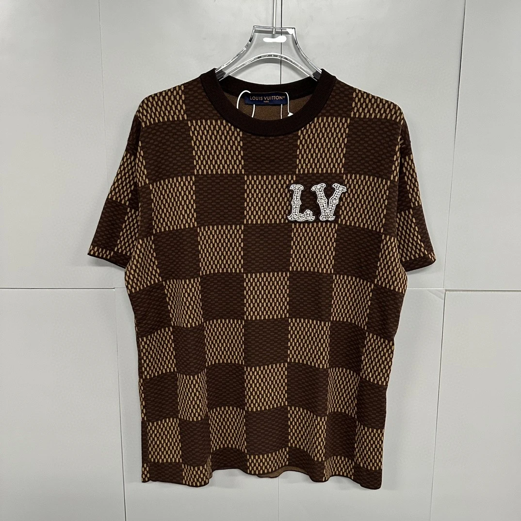 全新未使用  Louis Vuitton LV SS24菲董联名棋盘格短袖L码D12177