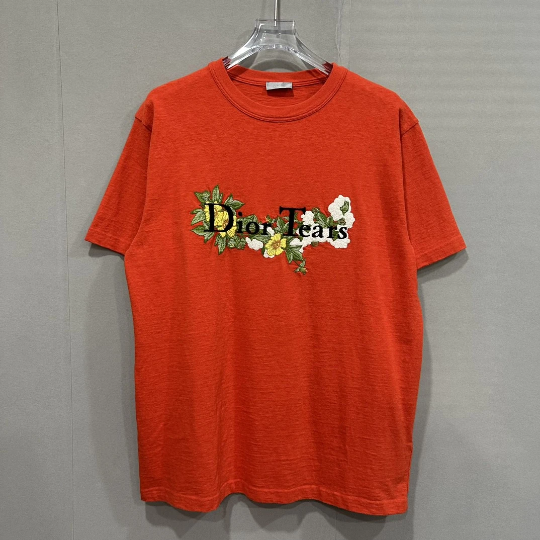 未使用 DIOR/迪奥 花卉刺绣logo短袖 L码 D12439