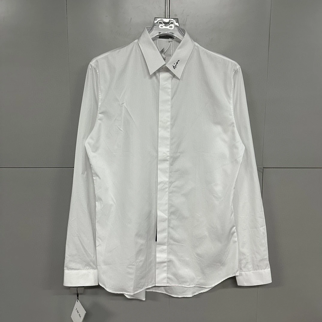 全新未使用 Dior 迪奥领口小蜜蜂刺绣长袖衬衫 39码 D11833