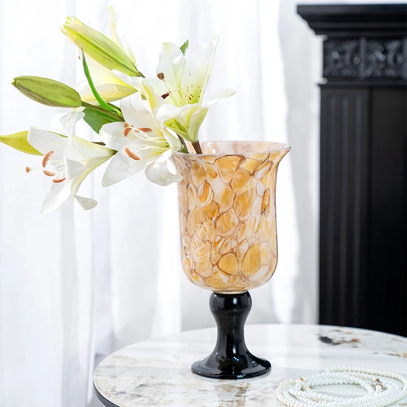 bofan/柏梵高脚宽口水养花器客厅餐桌插花瓶轻奢高级感客厅摆件