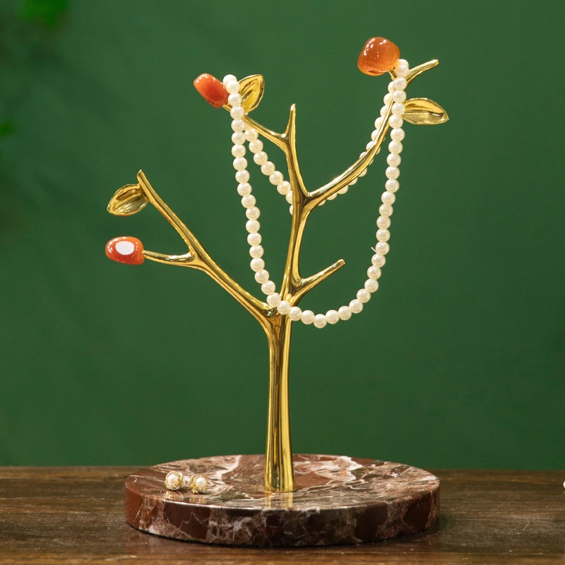 bofan/柏梵【金枝玉叶】黄铜饰品摆件家用卧室耳环项链首饰收纳架