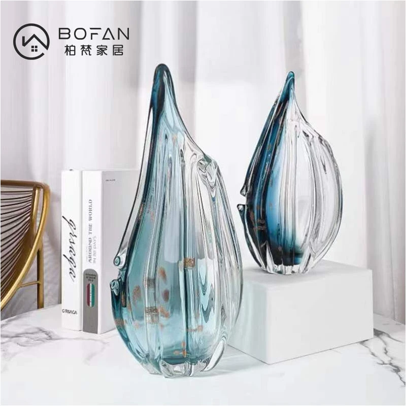 bofan/柏梵【晶蓝之梦】现代轻奢简约琉璃艺术花瓶家居装饰品摆件