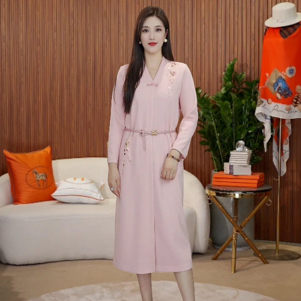 【七景超级太太】2024新款秋冬设计连衣裙女款高档时尚长裙 SL24232