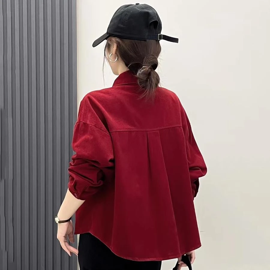 粉色牛仔棉短款外套女2025秋季新款宽松休闲百搭设计感小众衬衫潮