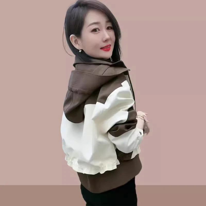 欧洲站短外套女春秋季新款时尚撞色冲锋衣宽松休闲百搭棒球服上衣