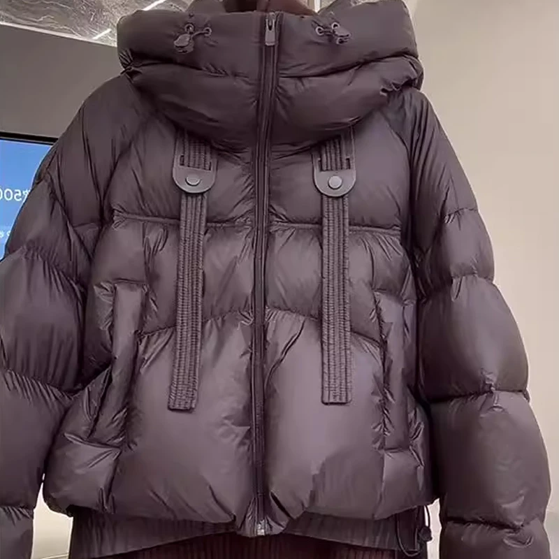 2025冬季新款女士泡芙连帽时尚休闲棉服洋气加厚爆款棉衣棉袄