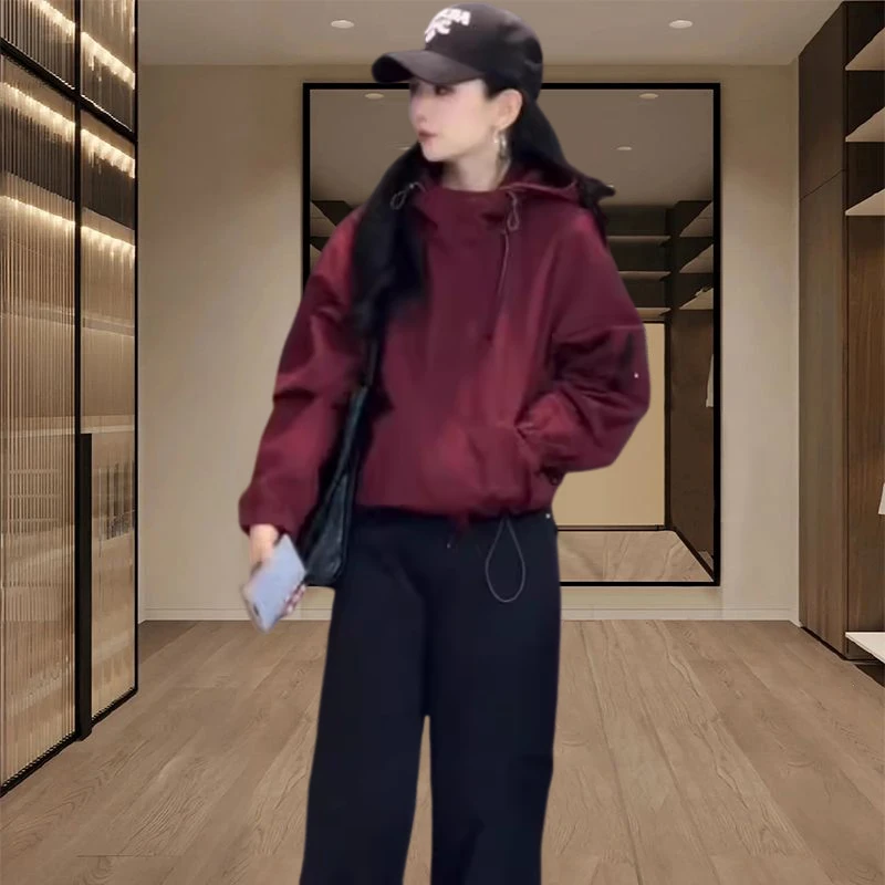 欧货爆款户外防风连帽百搭外套女秋季透气冲锋衣运动攀登骑行服潮