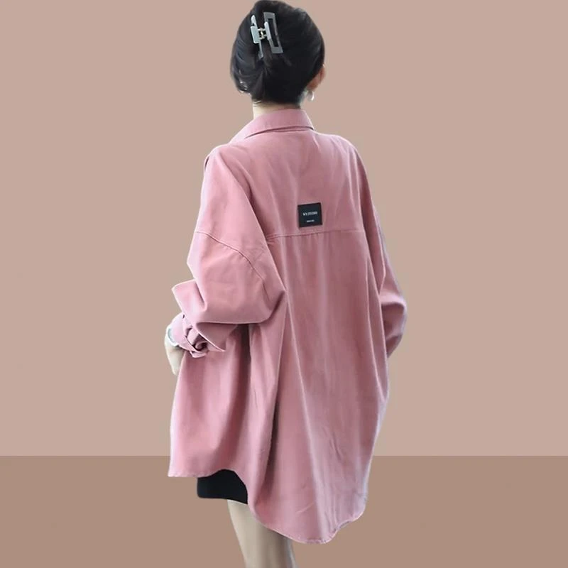 牛仔衬衫外套女春秋2025新款爆款百搭中长款上衣宽松休闲叠穿衬衣