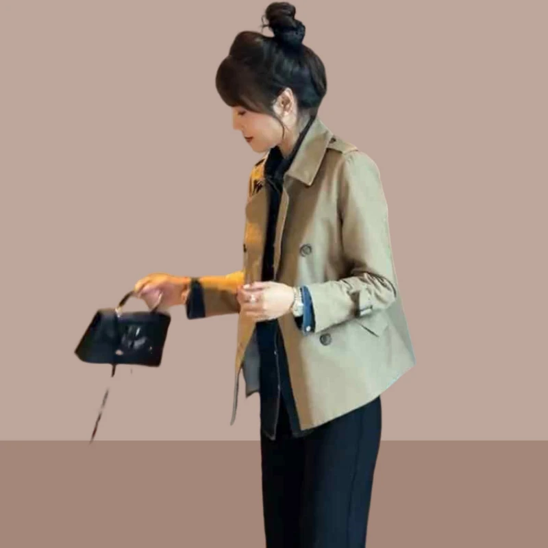 2025秋冬季新款女士高级感风衣外套小个子短款时尚英伦风休闲上衣