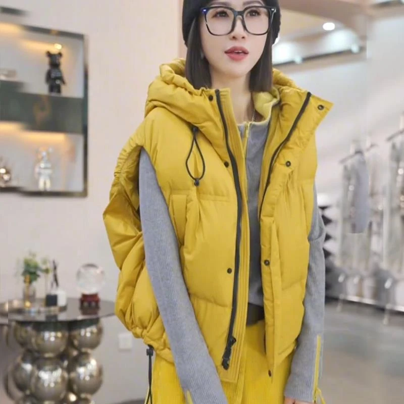 欧货连帽棉服马甲女外穿加厚2025秋冬新款小个子坎肩短背心外套潮