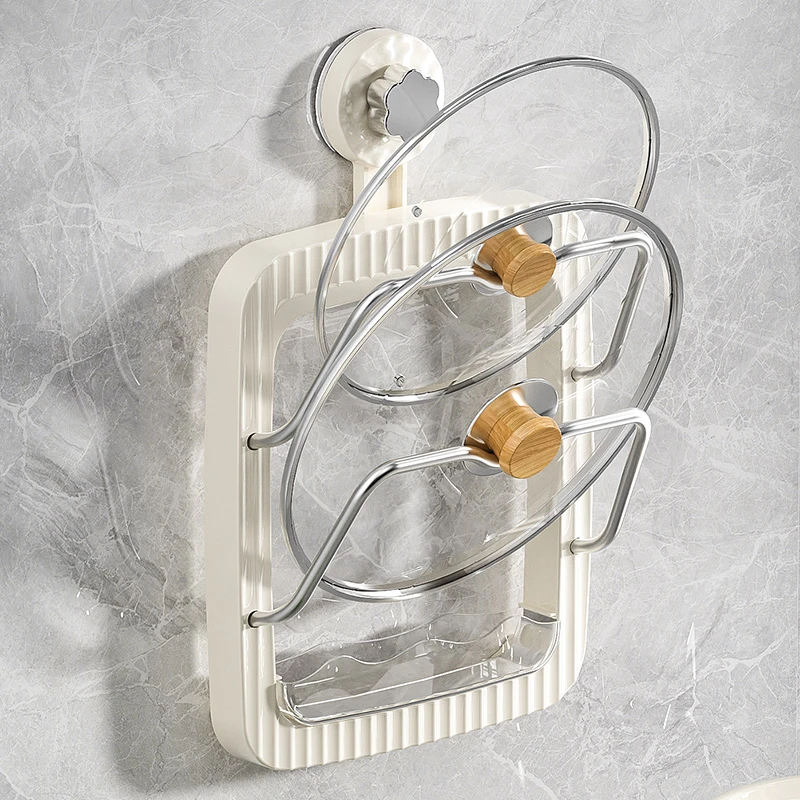 吸盘锅盖架多层家用厨房多功能收纳架双层墙上壁挂式免打孔砧板架