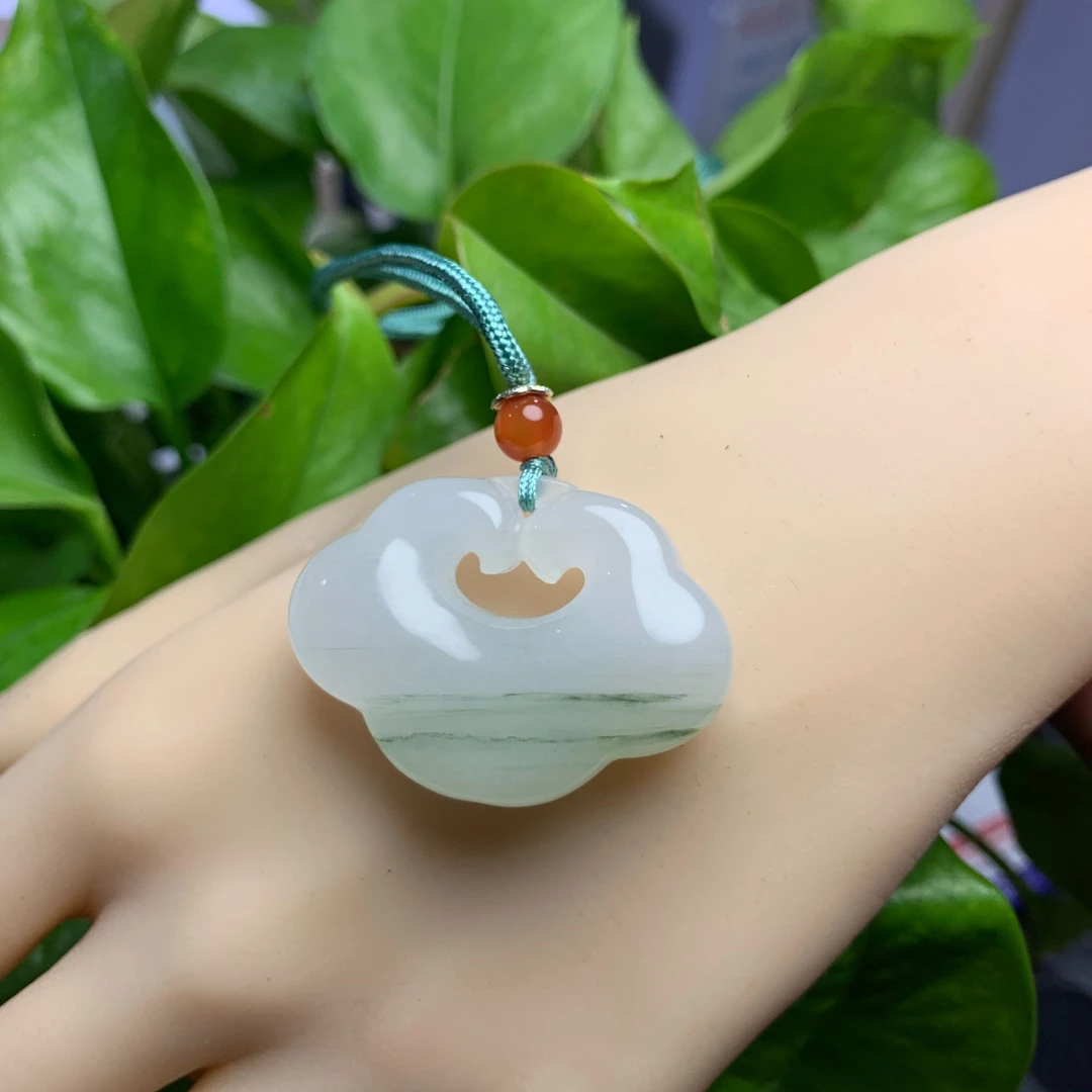 天然新疆天山翠精美小巧如意锁(多样性发货)女款时尚祥云锁素款