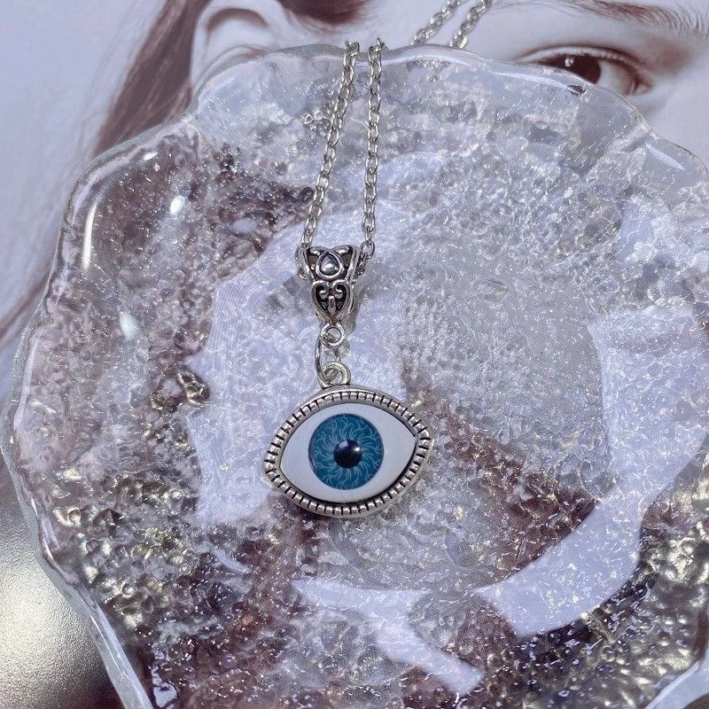 复古土耳其恶魔之眼项链邪恶之眼蓝眼睛颈链小众设计朋克Evil Eye