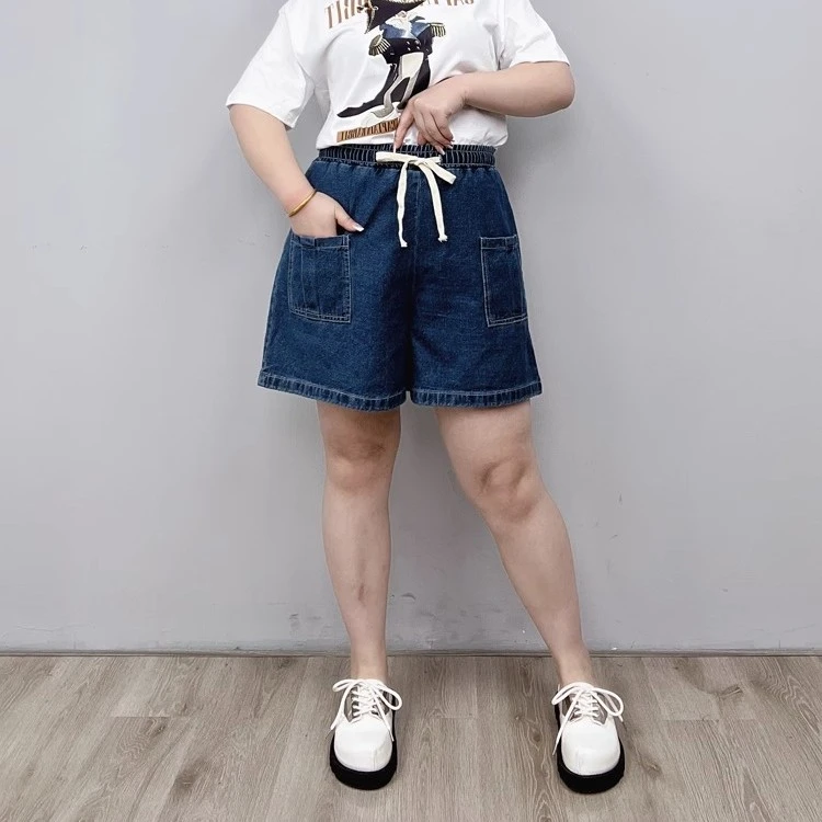 高腰牛仔短裤女夏季大码薄款显瘦遮跨腿粗宽松a字五分阔腿热裤子