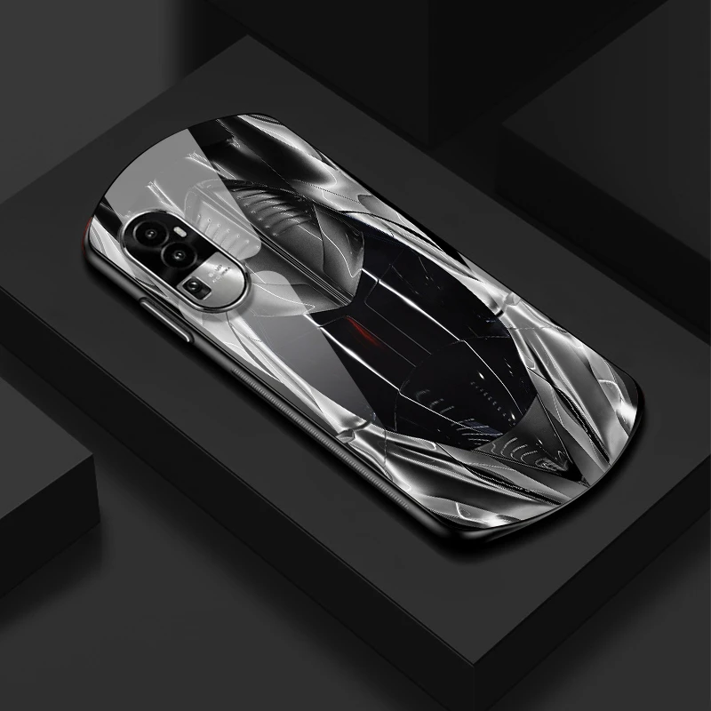 适用【OPPO RENO10】 新款弧形超跑 简约设计防摔高档玻璃手机壳