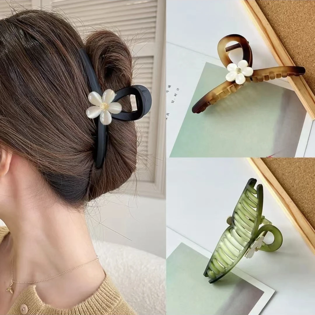 高级感ins花朵发夹女后脑勺精致抓夹鲨鱼夹子头饰大号高端8836