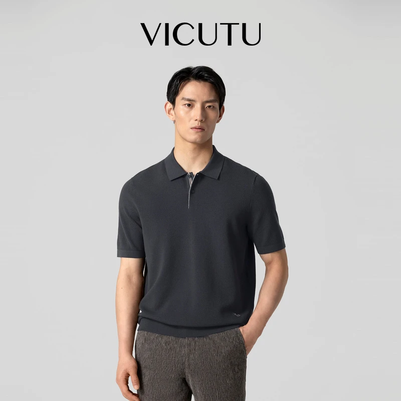 威可多男士短袖针织衫24新款舒弹商务Polo领通勤百搭舒适休闲纯色