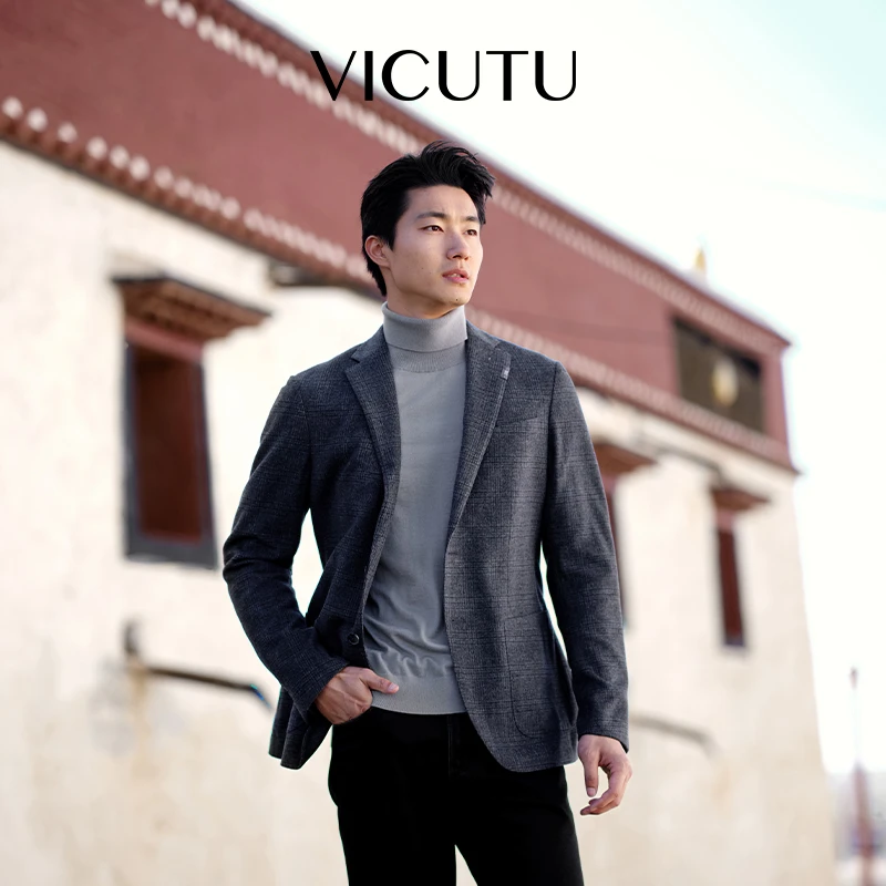 威可多24年秋季新款时尚格纹商务通勤休闲商场同款男士休闲西服