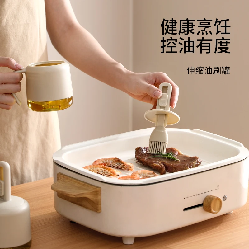 FaSoLa油刷子家用耐高温硅胶油刷厨房烧烤可伸缩一体烘焙刷油刷瓶