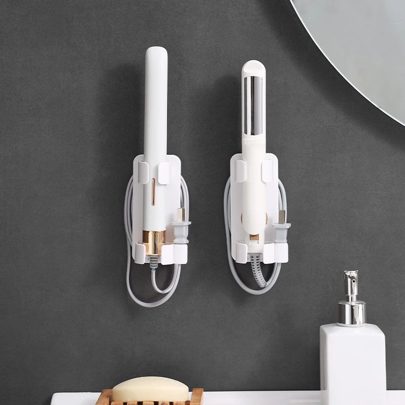 浴室卷发棒收纳架免打孔壁挂式卫生间洗漱台夹板直发梳置物架挂架