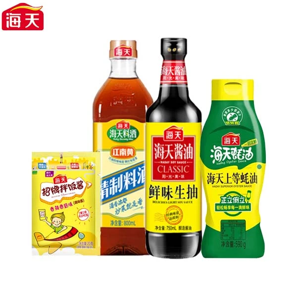 海天鲜味生抽+挤挤装蚝油+料酒等 调味套装到手4件