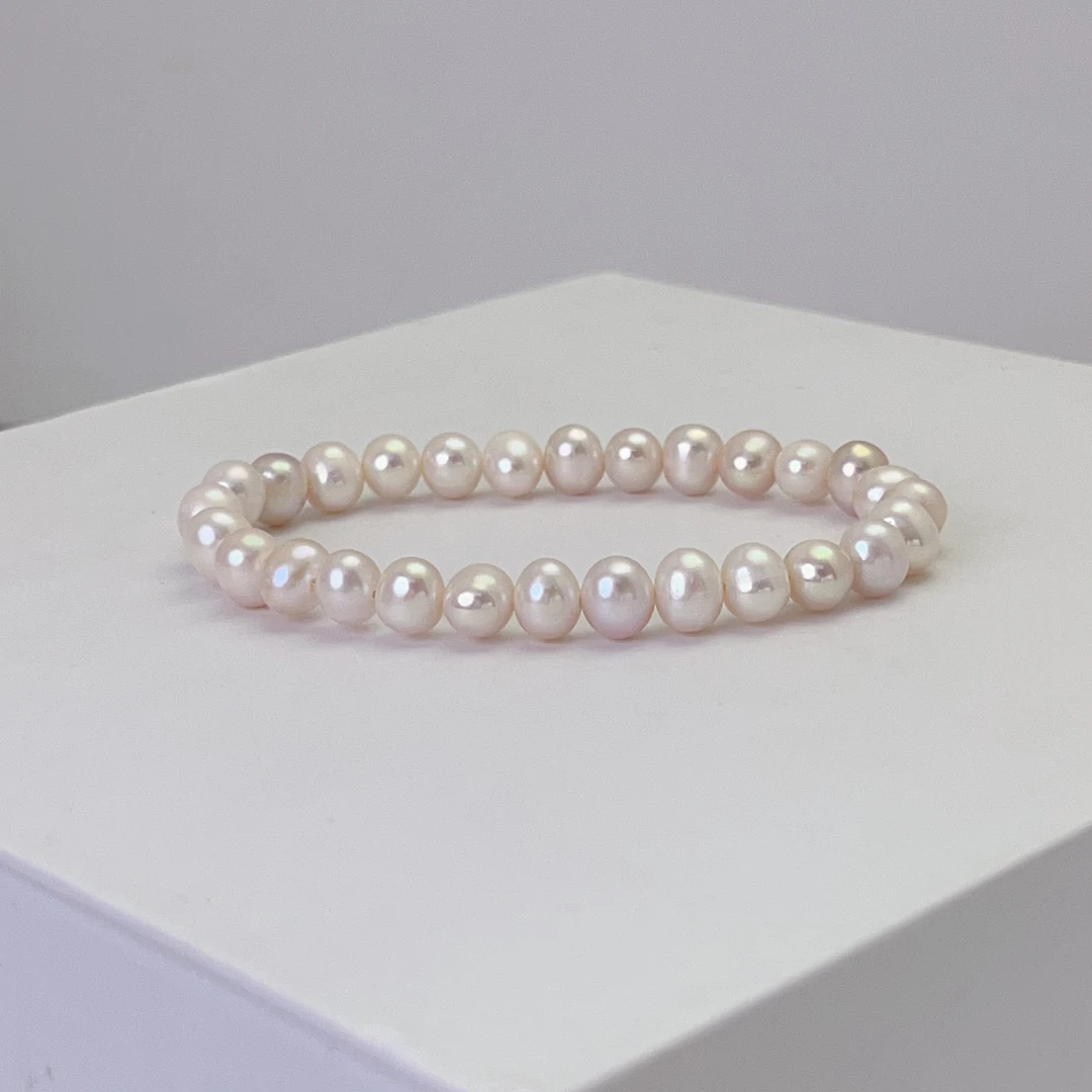 【曼塔z】约6-7mm淡水无核珍珠手链气质百搭珍珠手串DSL00685