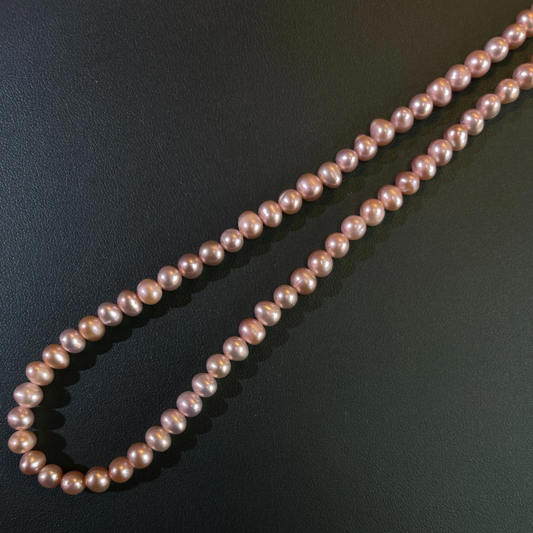 【粉紫素圈项链】5.5-6.5mmS925银 时尚气质紫色淡水无核XL80102SY