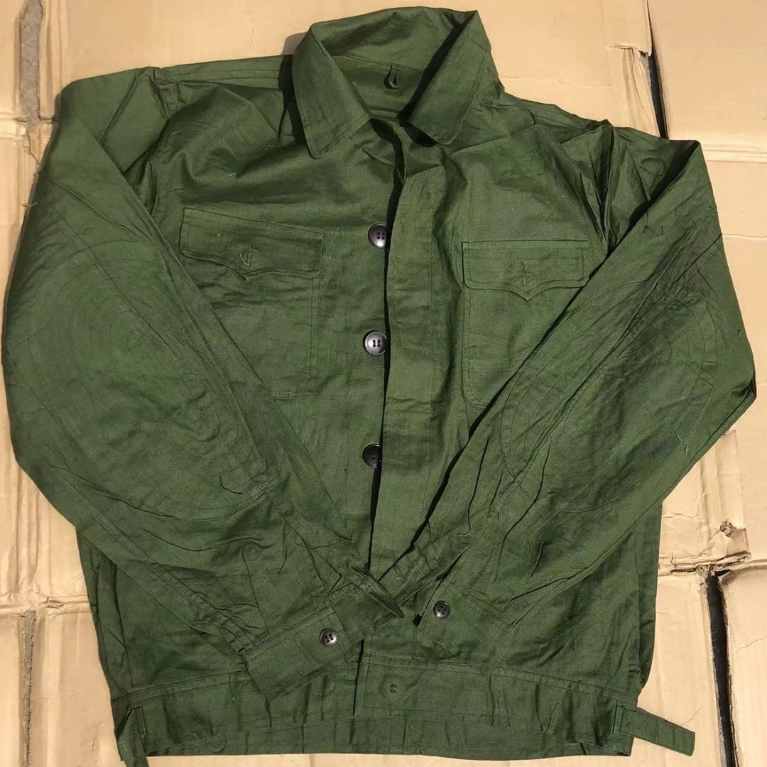 老式夏季工作服男士长袖户外休闲透气薄款速干耐磨军绿色工装套装