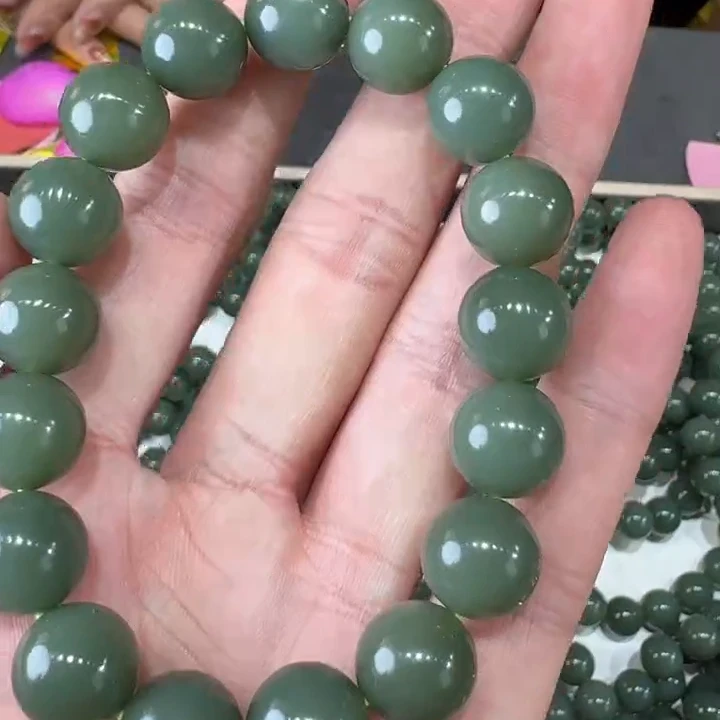 和田玉鸭蛋青手串 莫兰迪色 1111刘洋