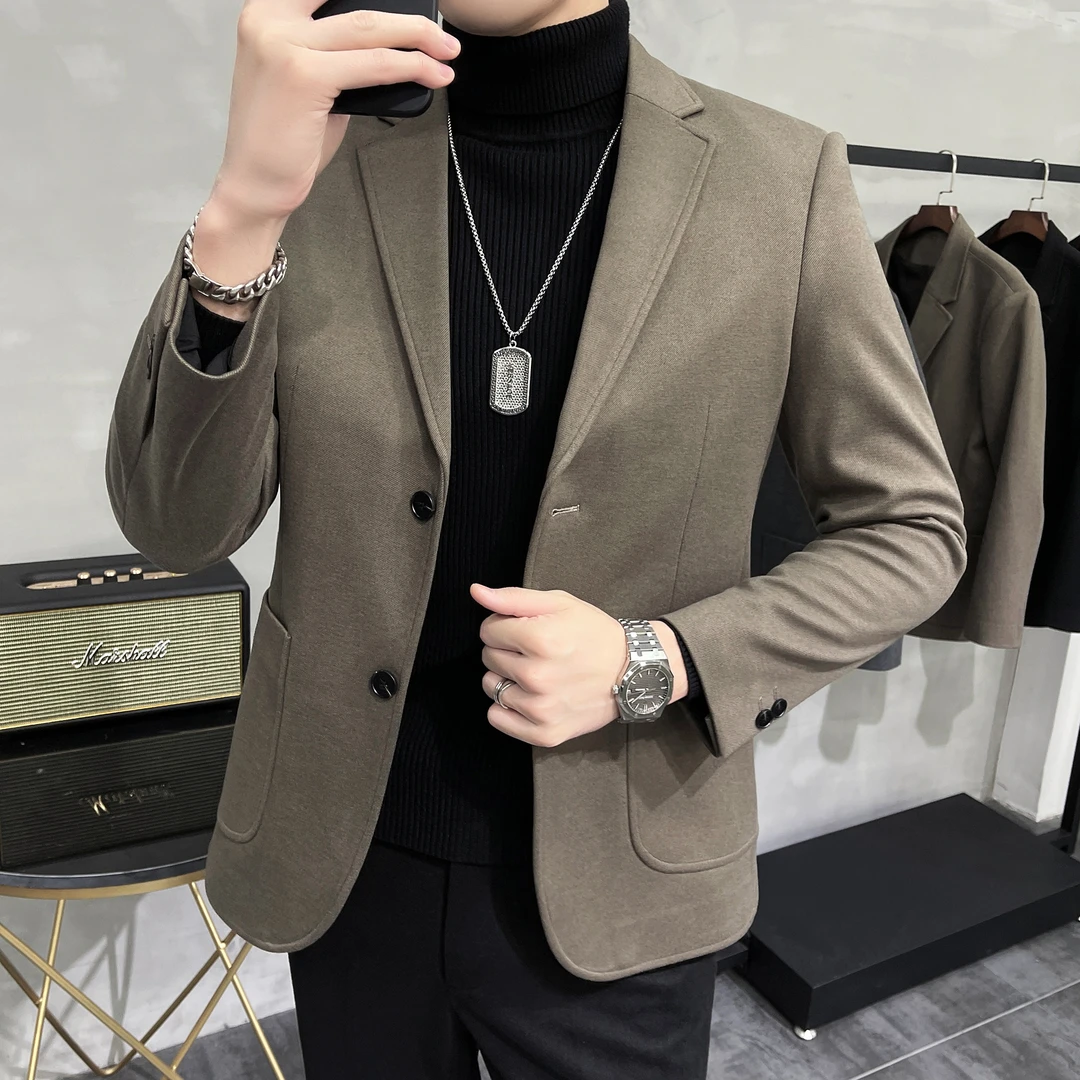 【星空呢西装】秋冬时尚高档加厚保暖毛呢西装男商务休闲西服外套
