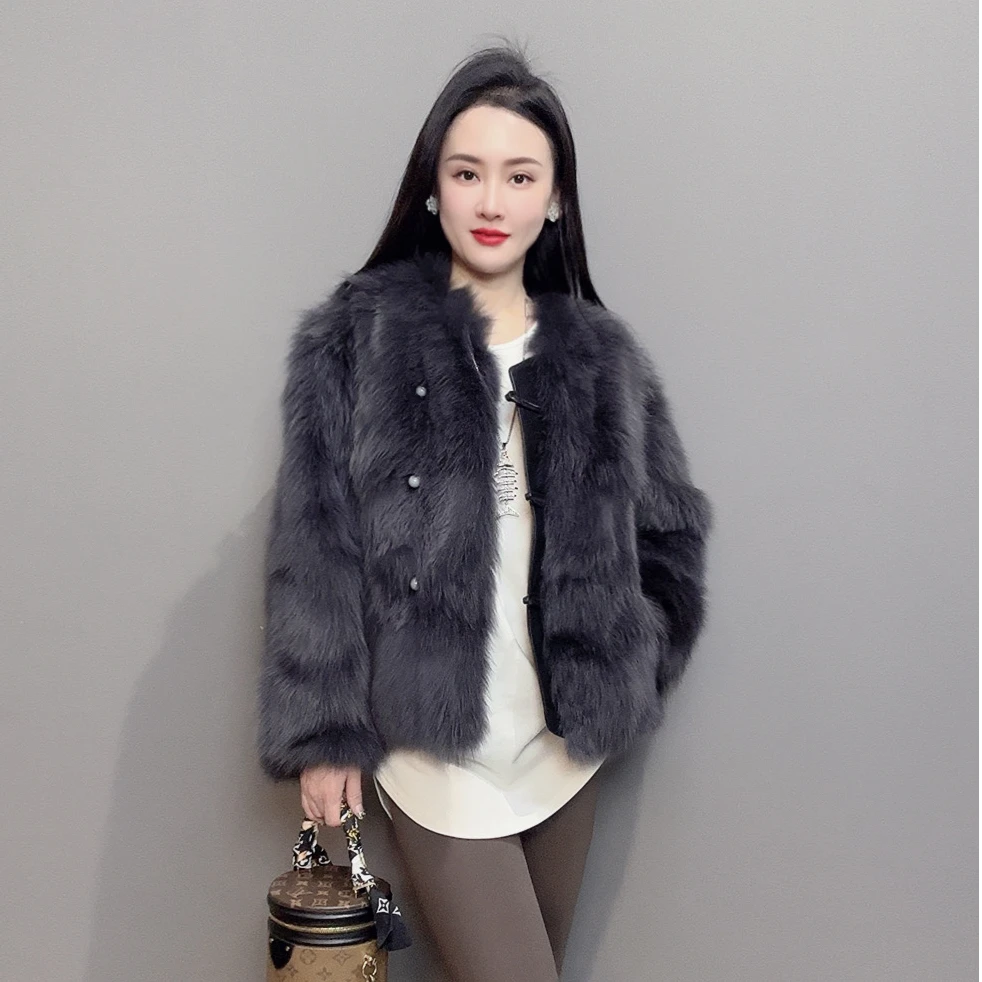 【MM上新】24新款潮流时尚百搭狐狸毛短外套设计师女款秋冬休闲