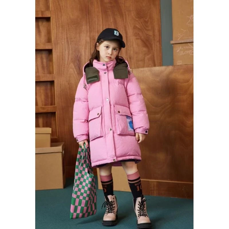 9610女童时尚糖果色休闲白鸭绒羽绒加厚中长款羽绒服外套
