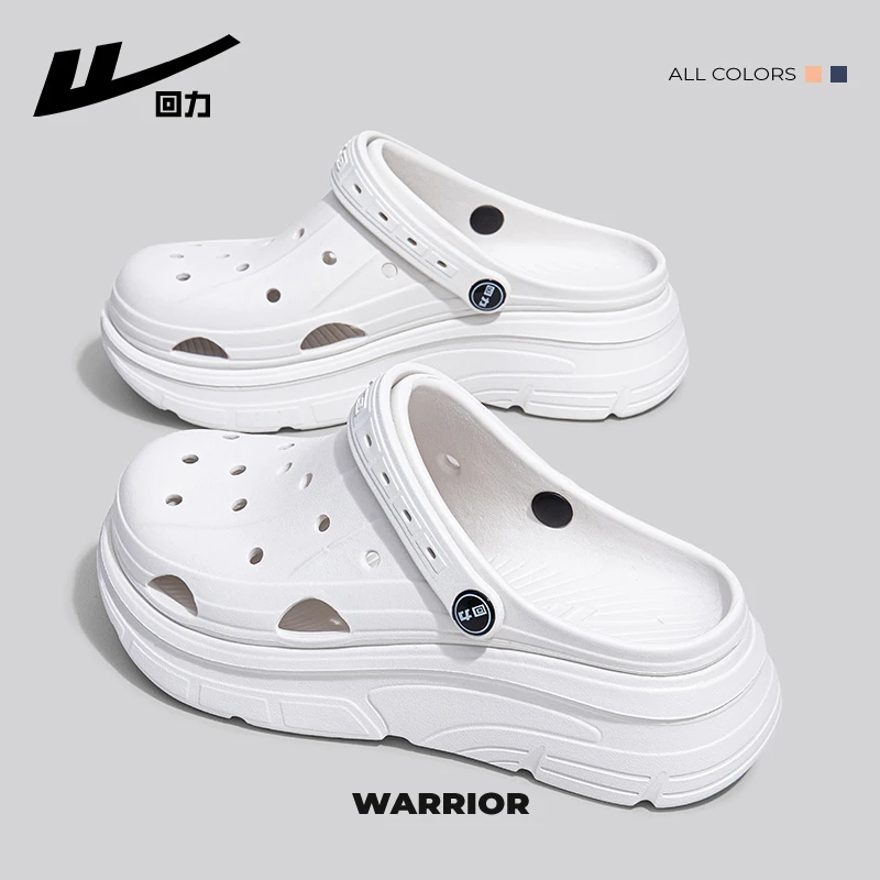 Warrior/回力超高跟洞洞鞋女夏季轻便舒适软底防滑耐磨外穿厚底鞋