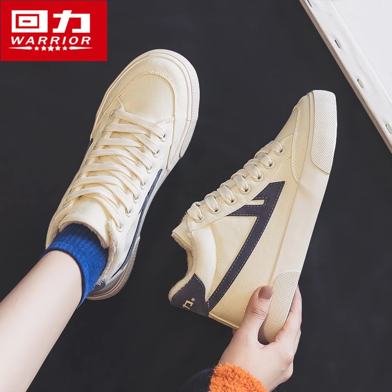 Warrior/回力高帮加绒帆布鞋女2023冬季新款秋冬板鞋子保暖二棉鞋