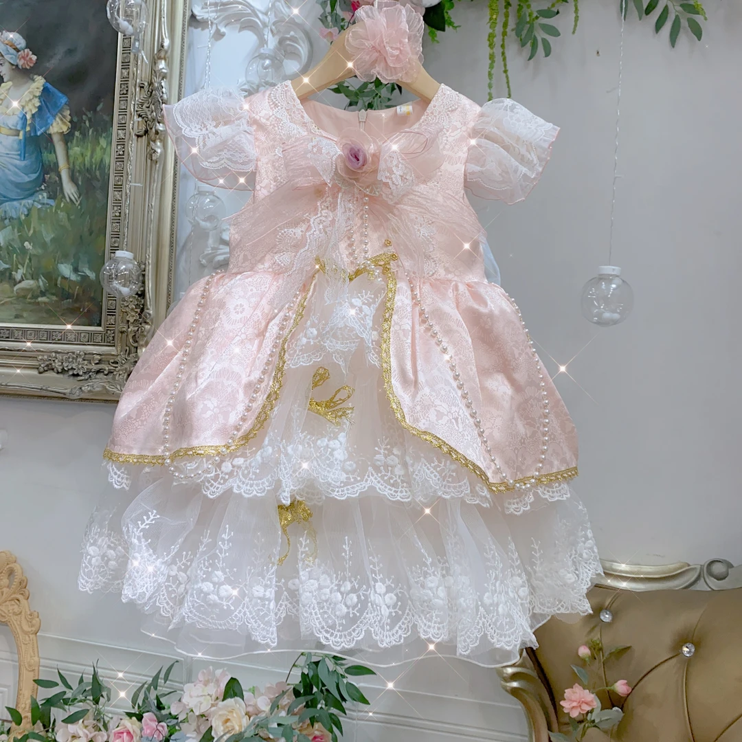 【范范童装优选】夏季女童纯色公主裙蕾丝春夏【花嫁】连衣裙2620